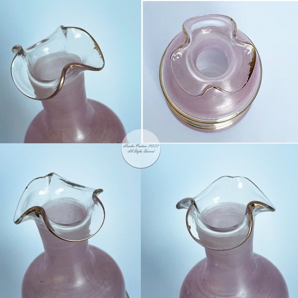 Vintage Barware Set Pink Cordials 6pc Decanter, Stopper and 4 Glasses 50s MCM - Picture 10 of 12